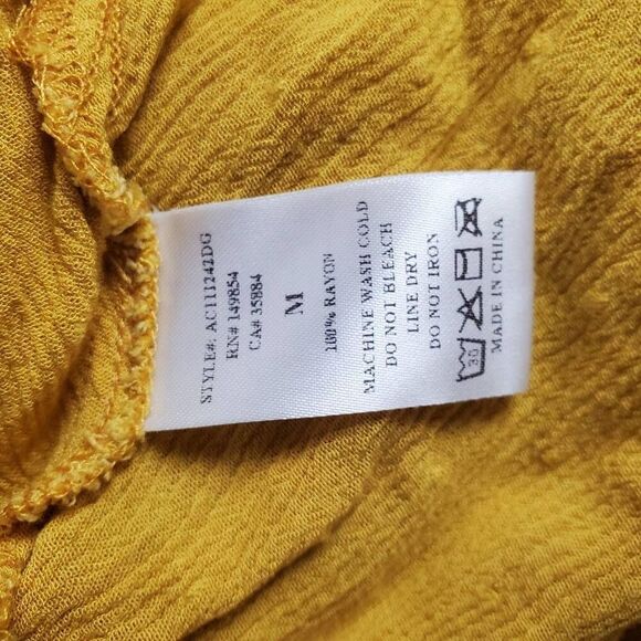 Sadie & Sage Mustard Yellow Peplum Blouse Medium Long Sleeve Textured Dobby Boho - Picture 5 of 6